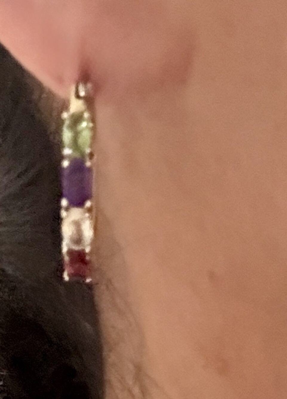 Vintage Ross Simons R925 Vermeil Amethyst Peridot Citrine Garnet Hoop Earrings